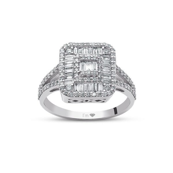 1.05 Ct F-G Color Diamond Baguette Ring