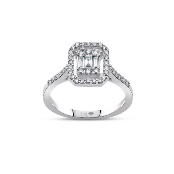 0.43 Ct F-G Color Diamond Baguette Ring