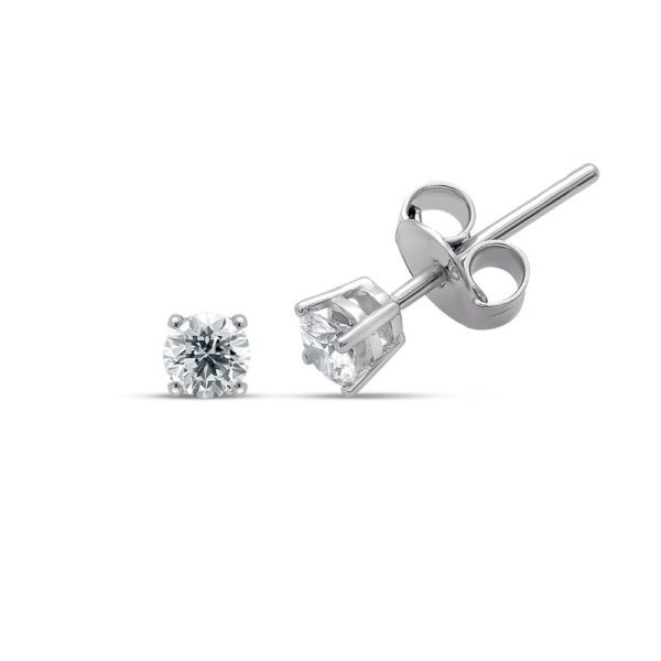 0.31 Ct D Color HRD Certified Diamond Solitaire Earrings - Image 2