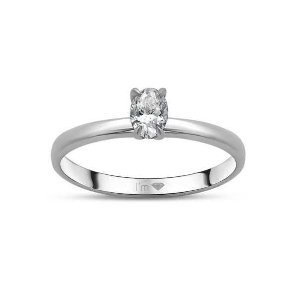 0.37 Ct E-F Color Diamond Oval Solitaire Ring