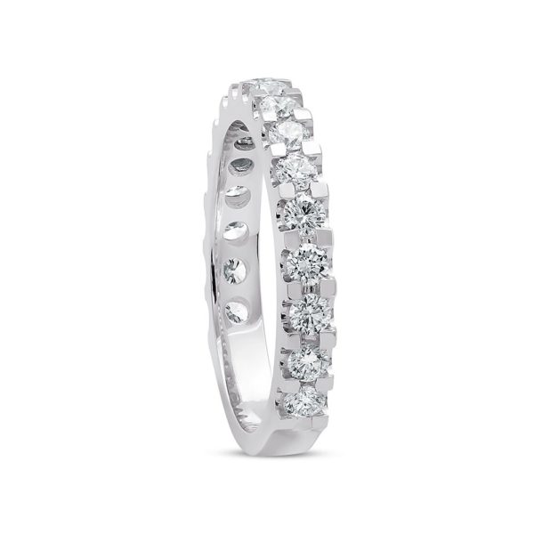 0.87 Ct E-F Color Diamond Half Band Eternity Wedding Ring - Image 2