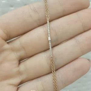 Outlet Diamond 0,11 Ct F-G Color Fantasy Baguette Rose Bracelet