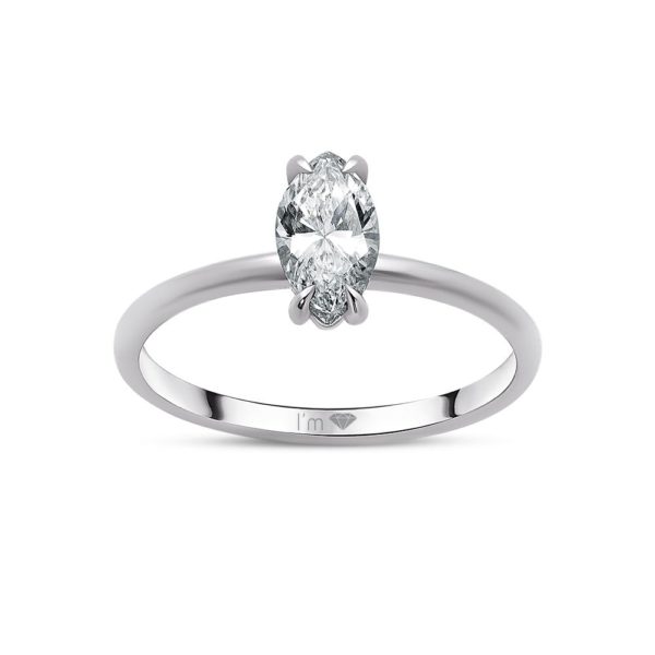 0.71 Ct F Color HRD Certified Diamond Marquise Solitaire Ring