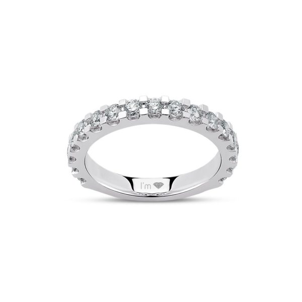 0.61 Ct F-G Color Diamond Half Band Eternity Wedding Ring