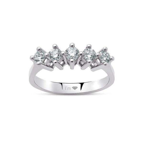 0.70 Ct F-G Color Diamond Five Stone Ring