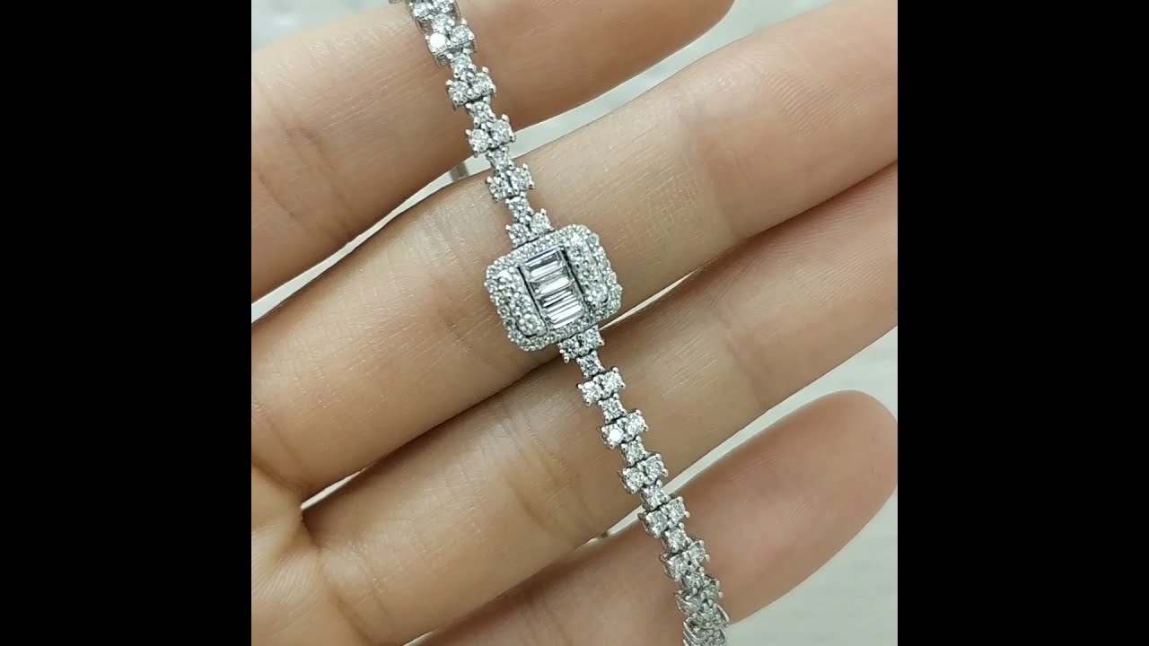 Outlet Diamond 1,34 Ct F-G Color Fantasy Baguette Bracelet