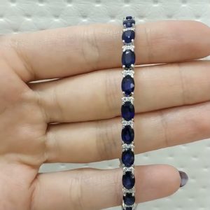 Outlet Diamond 13,38 Ct F-G Color Diamond and Sapphire Bracelet