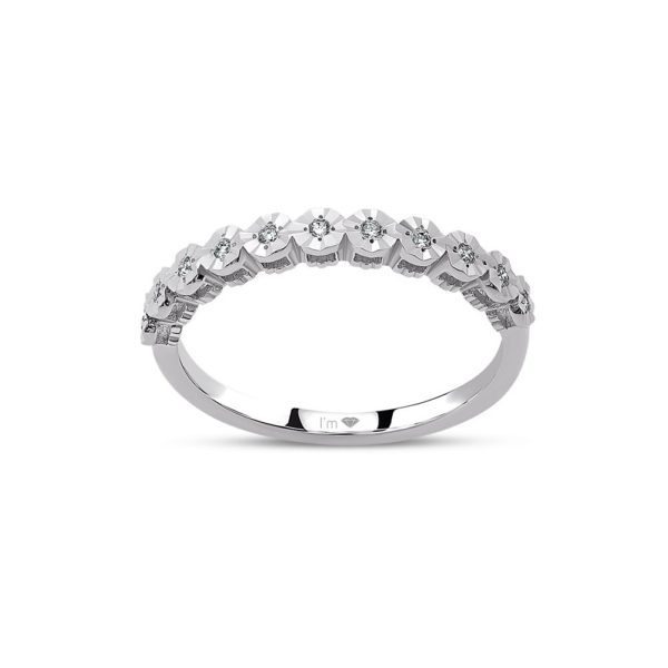 0.08 Ct F-G Color Diamond Half Band Eternity Wedding Ring