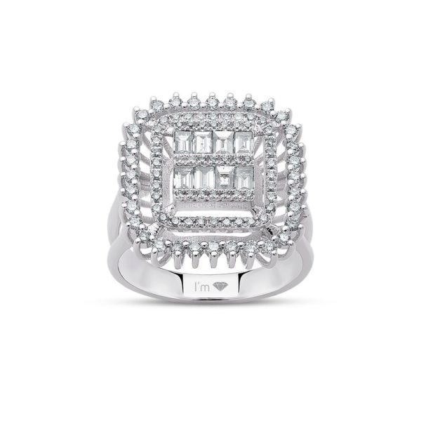 0.85 Ct F-G Color Diamond Baguette Ring