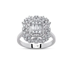 0.90 Ct F-G Color Diamond Baguette Ring