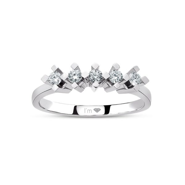 0.17 Ct F-G Color Diamond Five Stone Ring