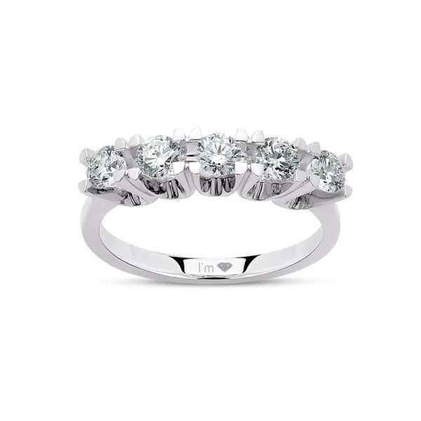 0.72 Ct F-G Color Diamond Five Stone Ring