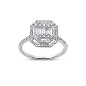 0.54 Ct F-G Color Diamond Baguette Ring