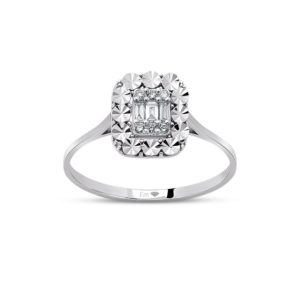 0.13 Ct F-G Color Diamond Magical Baguette Ring