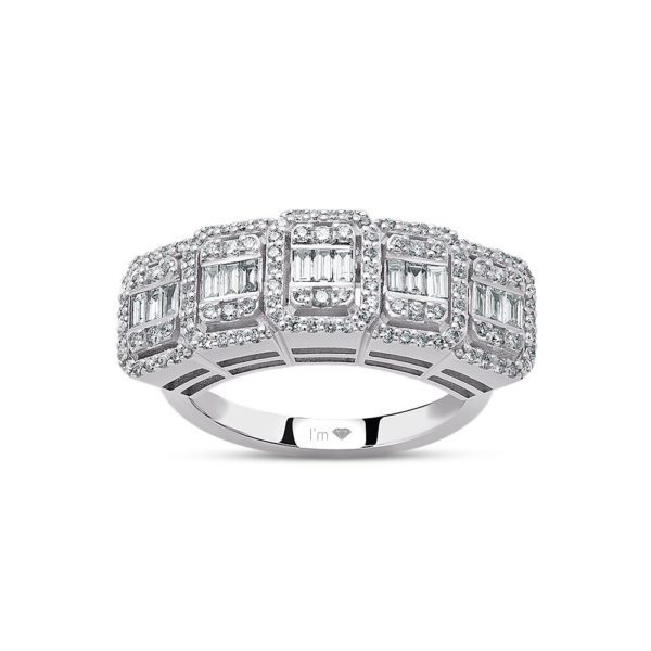 1.11 Ct F-G Color Diamond Baguette Ring