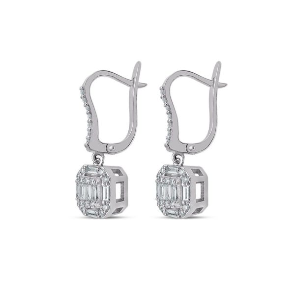 0.60 Ct F-G Color Diamond Baguette Earrings - Image 2