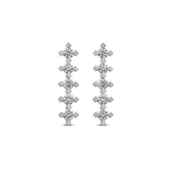 0.53 Ct F-G Color Diamond Five Stone Earrings