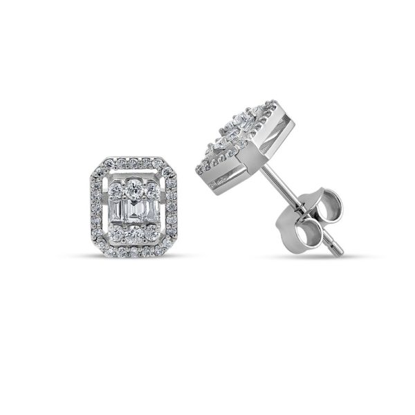 0.41 Ct F-G Color Diamond Baguette Earrings - Image 2