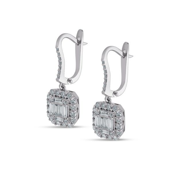 1.27 Ct F-G Color Diamond Baguette Earrings - Image 2