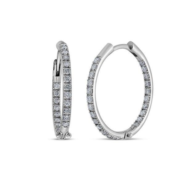 1.02 Ct F-G Color Diamond Hoop Earrings - Image 2