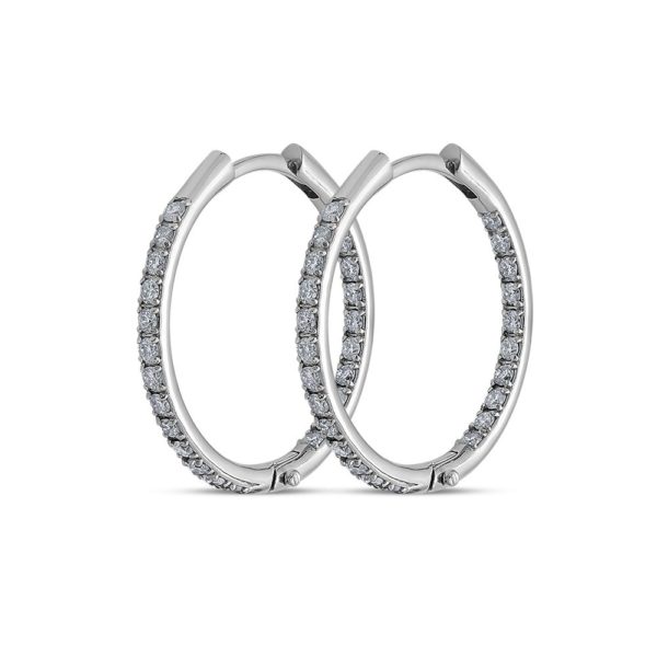 1.02 Ct F-G Color Diamond Hoop Earrings