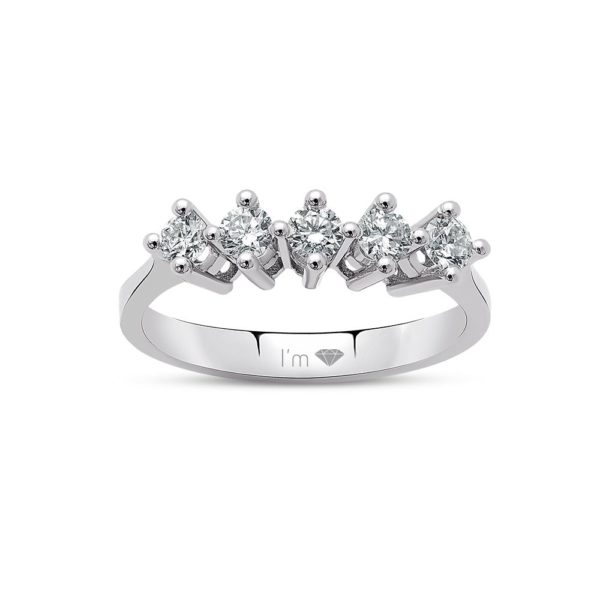 0.56 Ct F-G Color Diamond Five Stone Ring