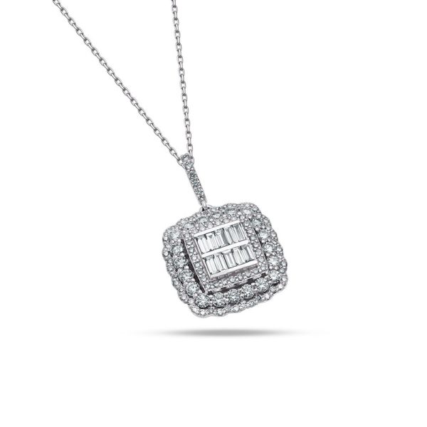 1.49 Ct F-G Color Diamond Baguette Necklace