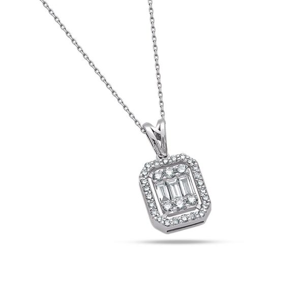 0.60 Ct F-G Color Diamond Baguette Necklace