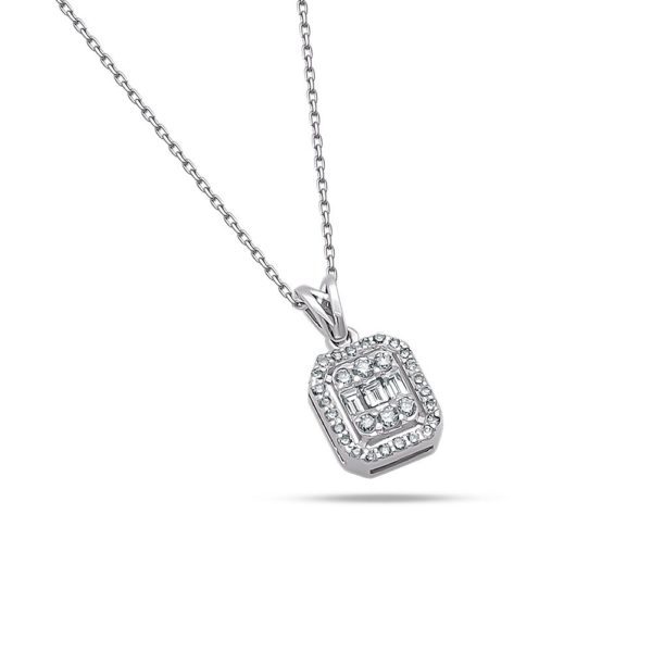 0.21 Ct F-G Color Diamond Baguette Necklace