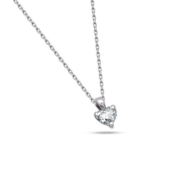 0.34 Ct E Color GIA Certified Diamond Heart Solitaire Necklace