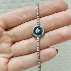Outlet Diamond 0,69 Ct F-G Color Evil Eye Bead Bracelet