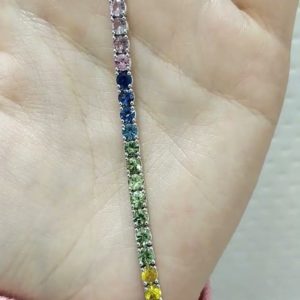 Outlet Diamond 9,85 Ct Rainbow Sapphire Tennis Bracelet
