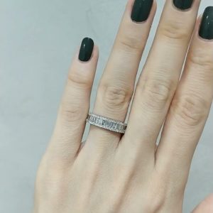 Outlet Diamond 0,97 Ct F-G Color Baguette Half Band Eternity Wedding Ring