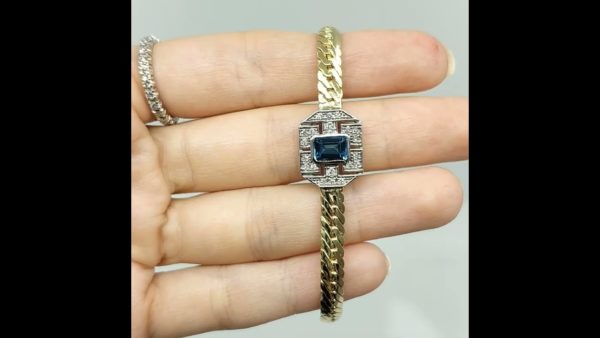 Outlet Diamond 1,12 Ct F-G Color Diamond and Blue Topaz Bracelet