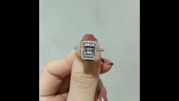 Outlet Diamond 0,57 Ct F-I Color Baguette Ring