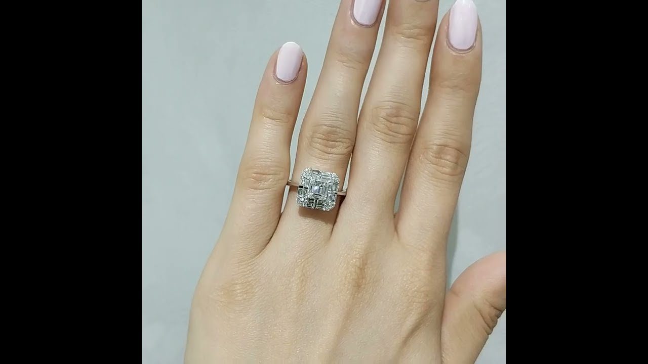 Outlet Diamond 0,91 Ct F-G Color Baguette Ring