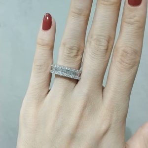 Outlet Diamond 1,44 Ct F-H-I Color Baguette Half Band Eternity Wedding Ring