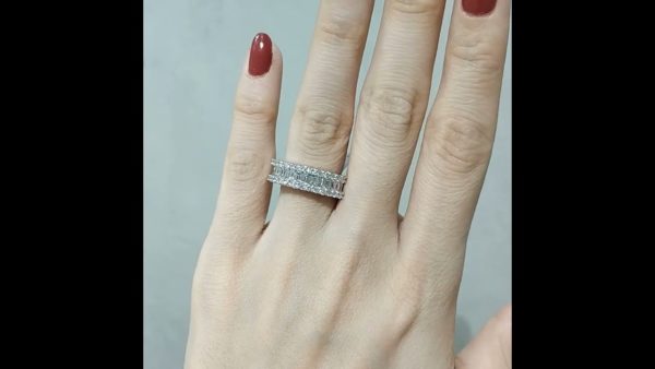 Outlet Diamond 1,44 Ct F-H-I Color Baguette Half Band Eternity Wedding Ring