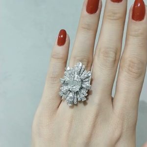 Outlet Diamond 2,12 Ct F-I Color Baguette Ring