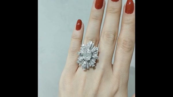 Outlet Diamond 2,12 Ct F-I Color Baguette Ring