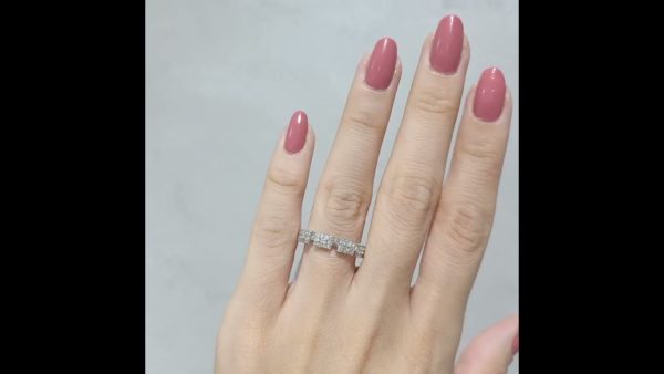 Outlet Diamond 0,72 Ct G-H Color Baguette Half Band Eternity Wedding Ring