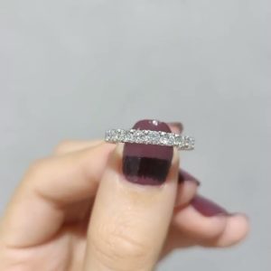 Outlet Diamond 0,68 Ct F-H Color Half Band Eternity Wedding Ring