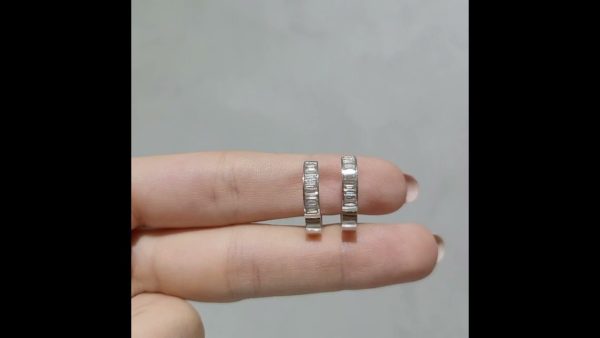 Outlet Diamond 0,46 Ct F-G Color Baguette Hoop Earrings
