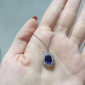 Outlet Pırlanta 2,16 Ct Pırlanta ve Safir Kolye