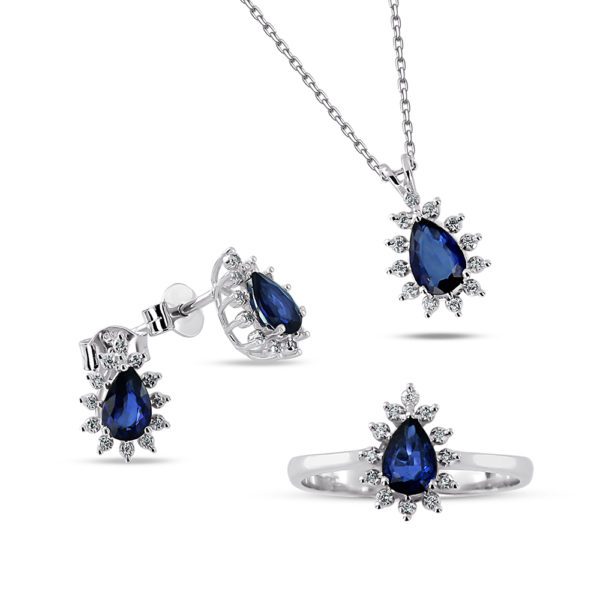 1,90 Ct Pırlanta ve Safir Anturaj Set