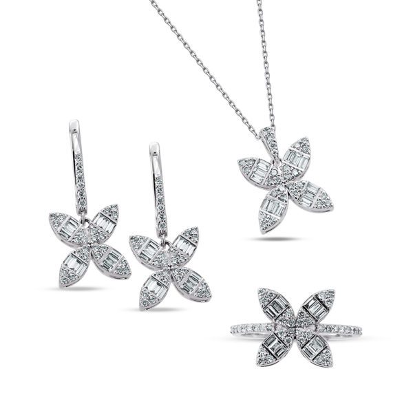1,75 Ct Pırlanta Baget Çiçek Set