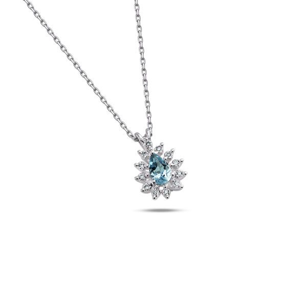 0,82 Ct Pırlanta ve Akuamarin Anturaj Set - Görsel 2