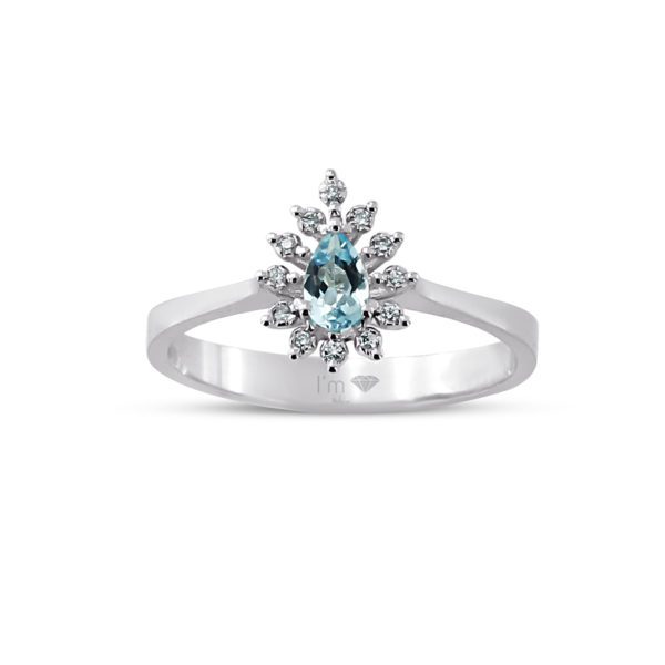 0,82 Ct Pırlanta ve Akuamarin Anturaj Set - Görsel 4