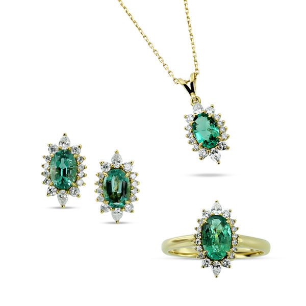 3,09 Ct Pırlanta ve Zümrüt Set