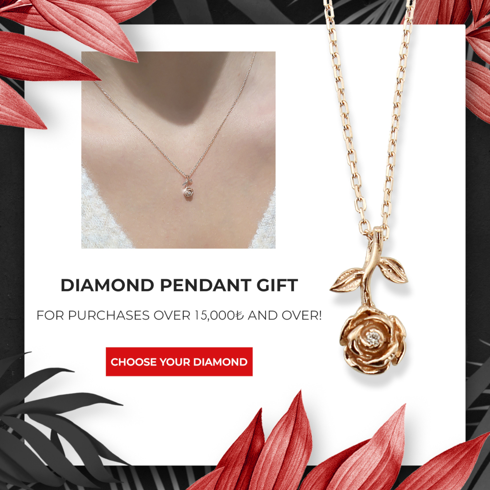 Pırlantalı gül kolye hediye